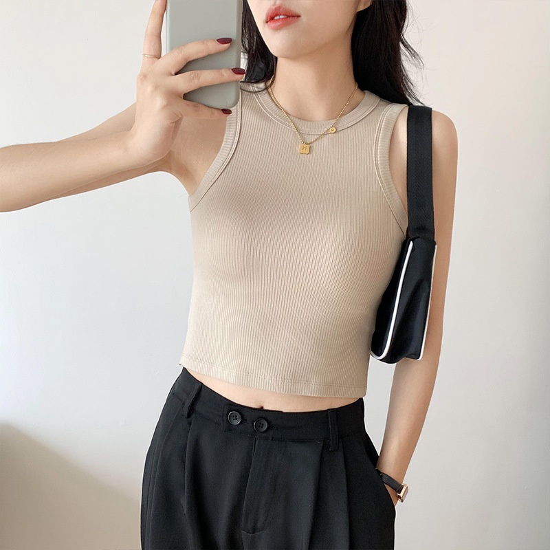 IELGY     Áo Lót Thể Thao Sát Nách Chống Lóa Màu Trắng Thời Trang Cho Nữ