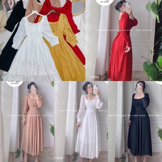 Đầm maxi voan tay dài xoè, Đầm maxi đi chơi cao cấp ,Váy xoè voan 2 lớp
