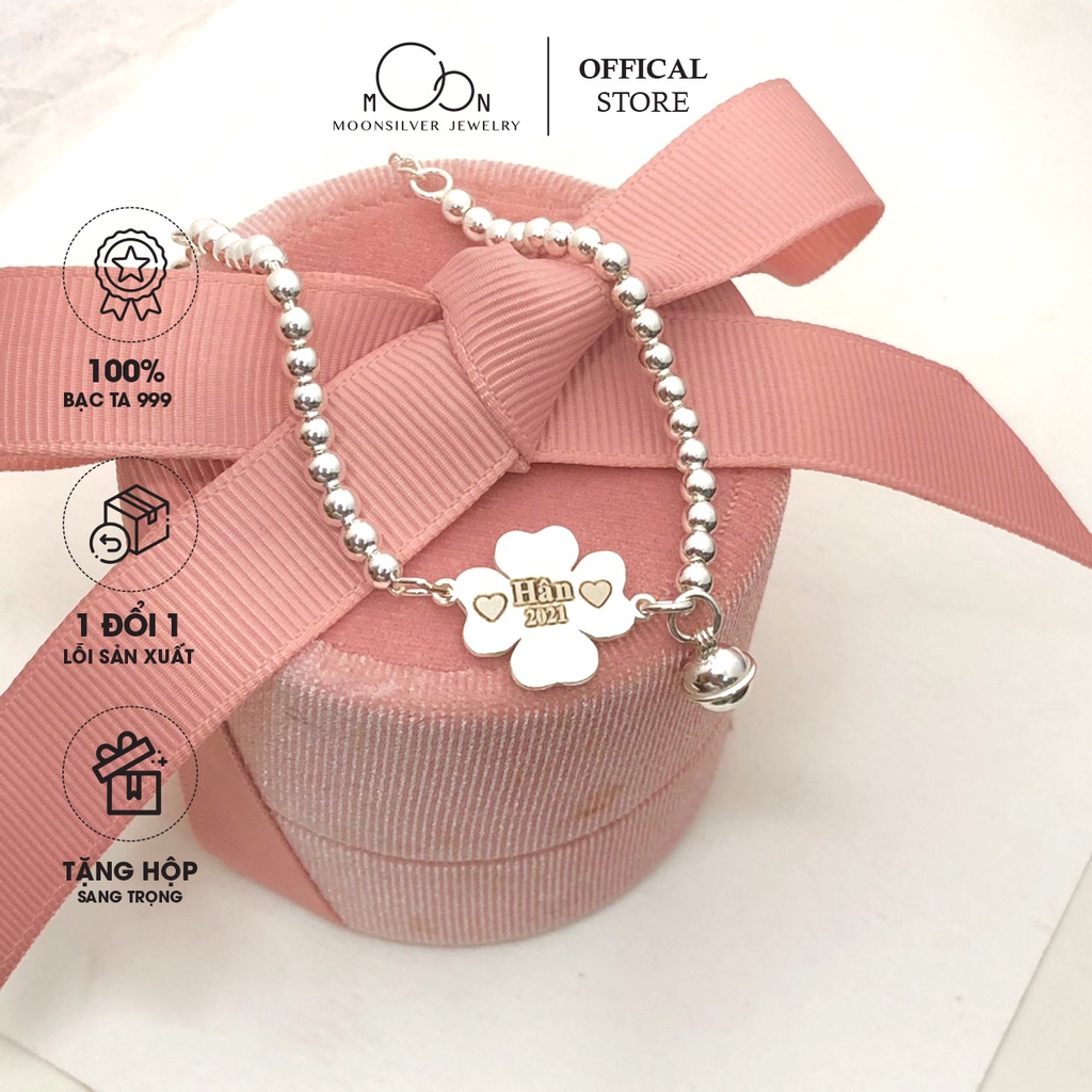 Lắc bạc ta nguyên chất khắc tên theo yêu cầu cho bé, vòng bạc bi bạc trẻ em hàng thiết kế