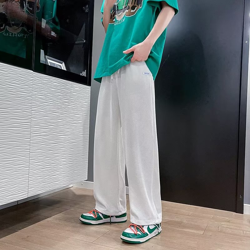 Quần Dài Dáng Rộng Lưng Thun Co Giãn Thoải Mái Phong Cách Hip Hop Đường Phố Hàn Quốc Cỡ Lớn M-3XL Cho Nam