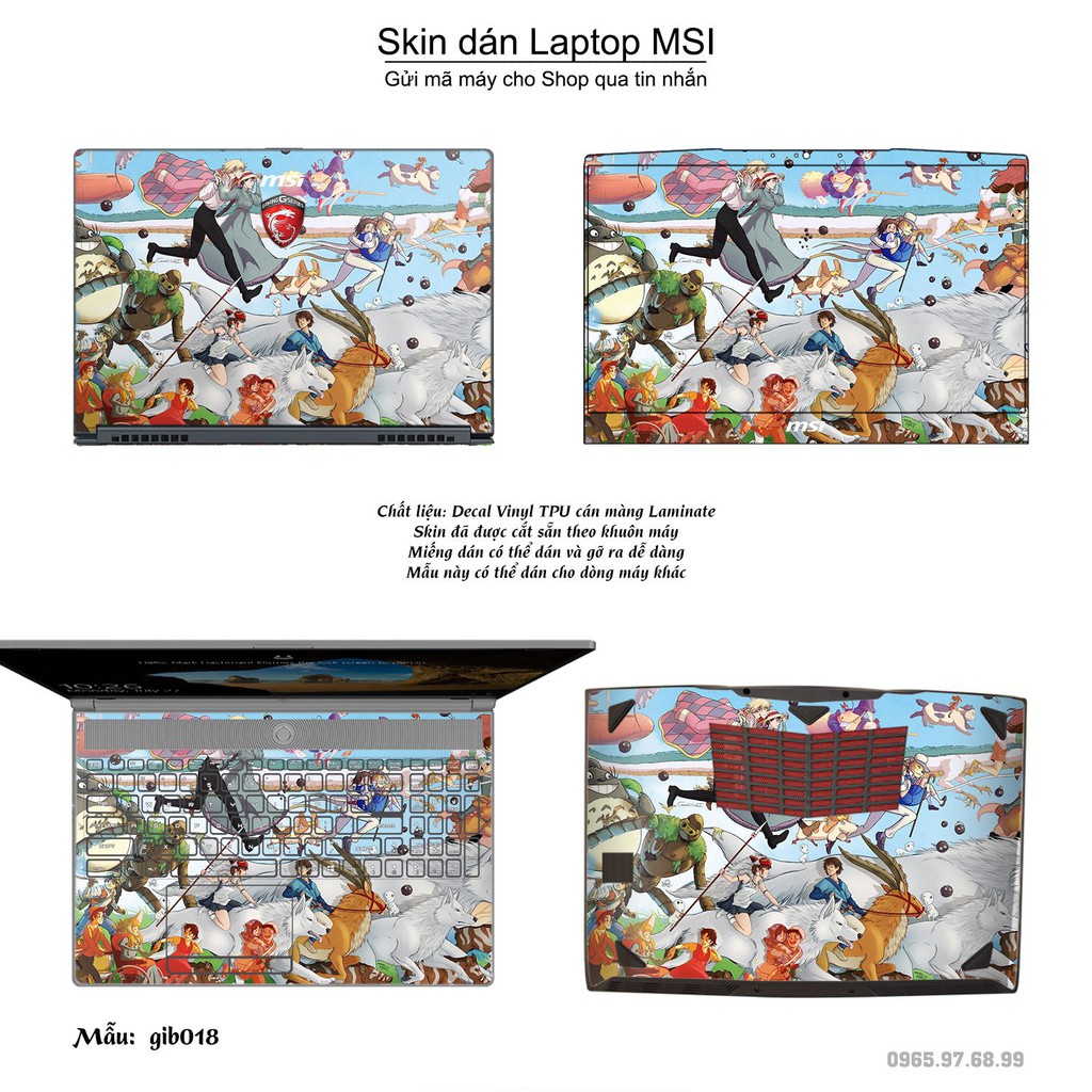 Skin dán Laptop MSI in hình Ghibli image (inbox mã máy cho Shop)