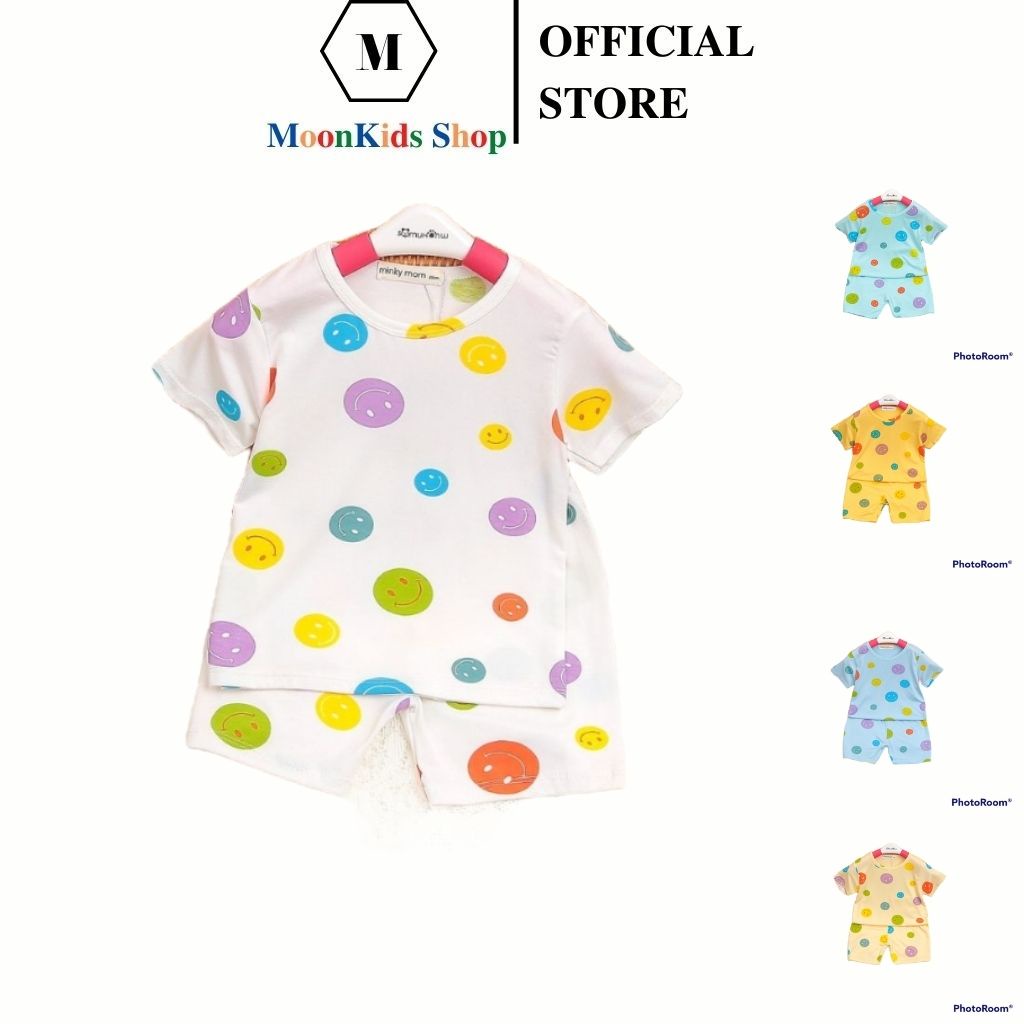 Bộ MinKy Mom Cộc Tay Cho Bé💝Họa Tiết Smile💝minky mom chính hãng,bộ body đùi cho bé 6-18kg,thun lạnh 100% co giãn đc