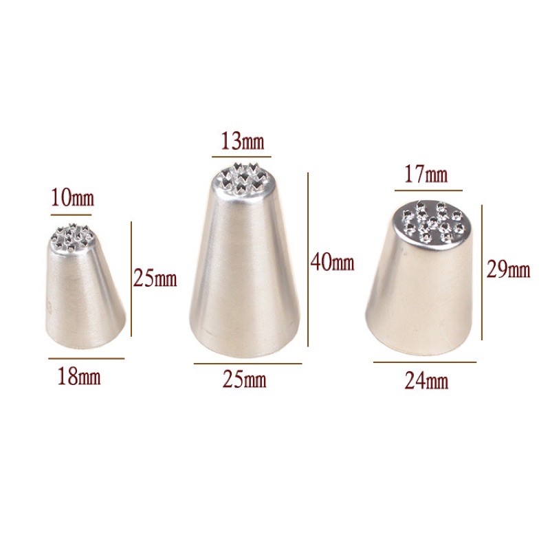 Đui inox đúc bắt kem, đui cỏ, đui sợi cỏ trang trí bánh kích thước 3 loại bé, trung và to