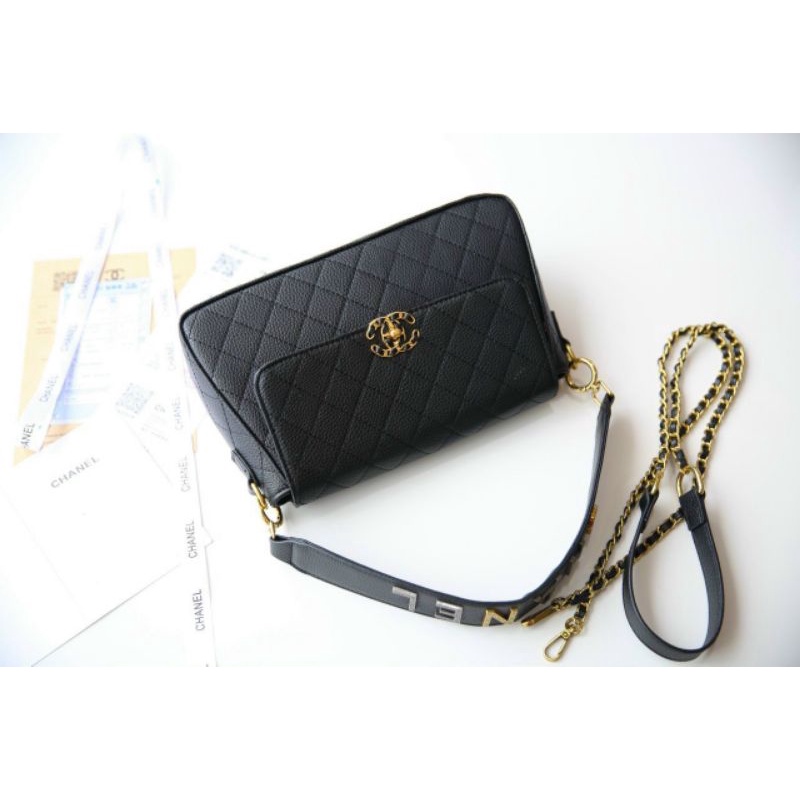 Túi xách nữ C.N flagbag quai logo da bò sz27cm kèm 2 quai logo viền xích fullbox bill