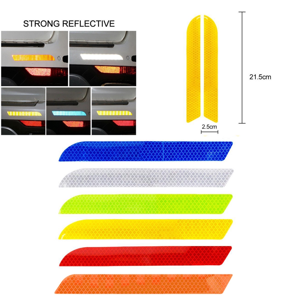 Set 2 miếng dán phản quang cảnh báo an toàn chống va chạm cho xe hơi màu đỏ/xanh/cam/trắng/vàng