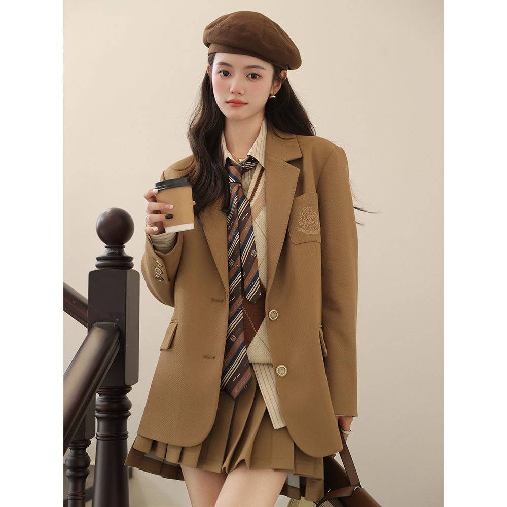 Áo Khoác Cardigan Blazer Dáng Ngắn Thời Trang JK Phiên Bản Anh Quốc Tùy Chỉnh Phong Cách Mới Mùa Thu Cho Nữ