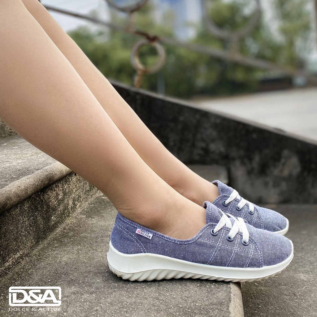 Giày sneaker nữ D&amp;A EP L1916 đế cao màu ghi