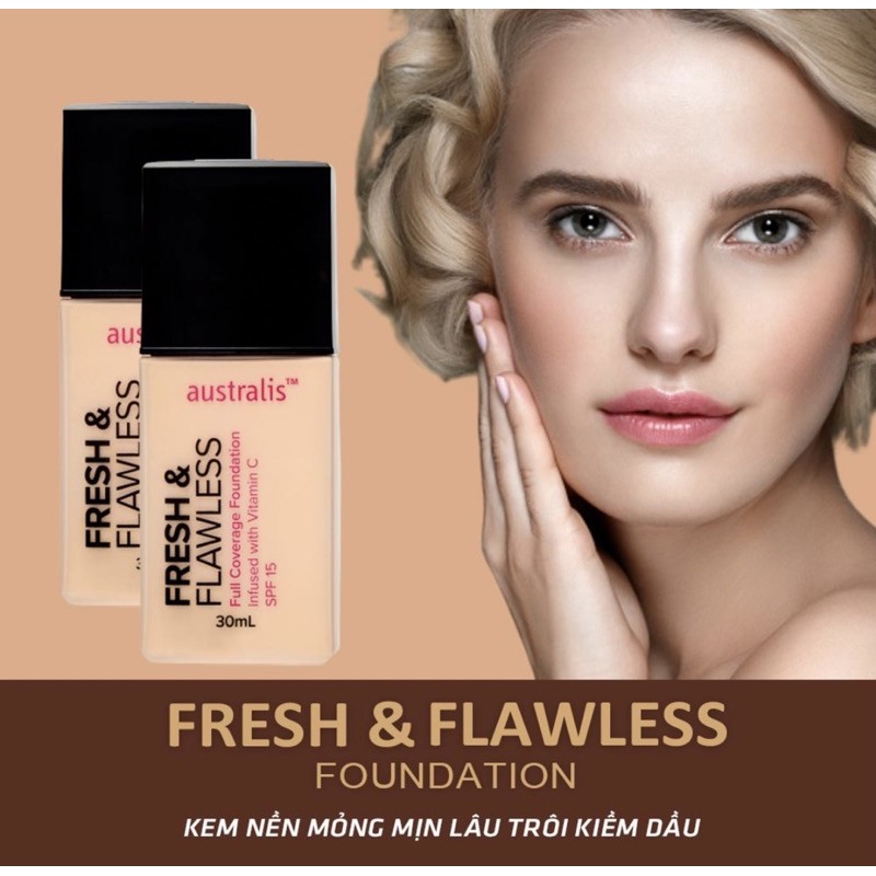 Kem Nền Lâu Trôi Chất Kem Lỏng Siêu Nhẹ Fresh &amp; Flawless Foundation Pearl Australis