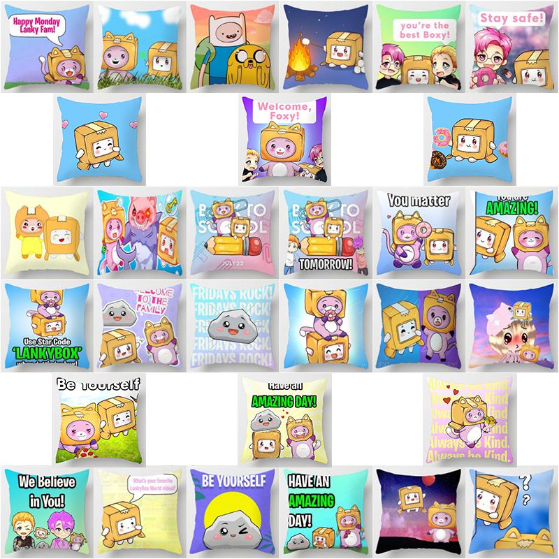 Vỏ Gối In Hình Phong Cách LankyBox Kích Thước 18''