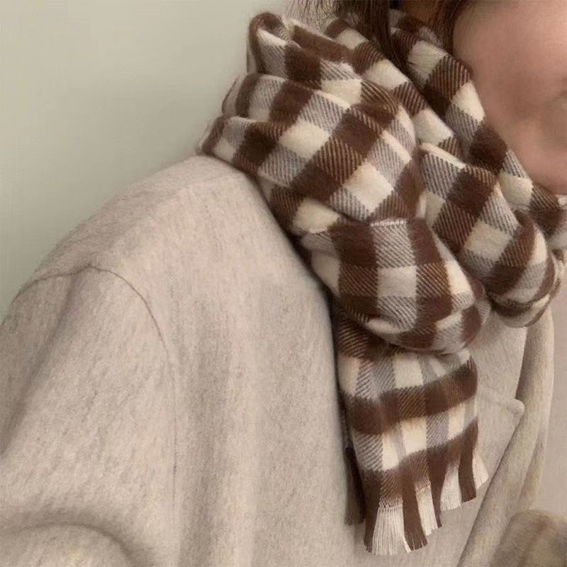 Khăn Choàng Cổ Giữ Ấm Phong Cách Retro Hàn Quốc Cho Nữ