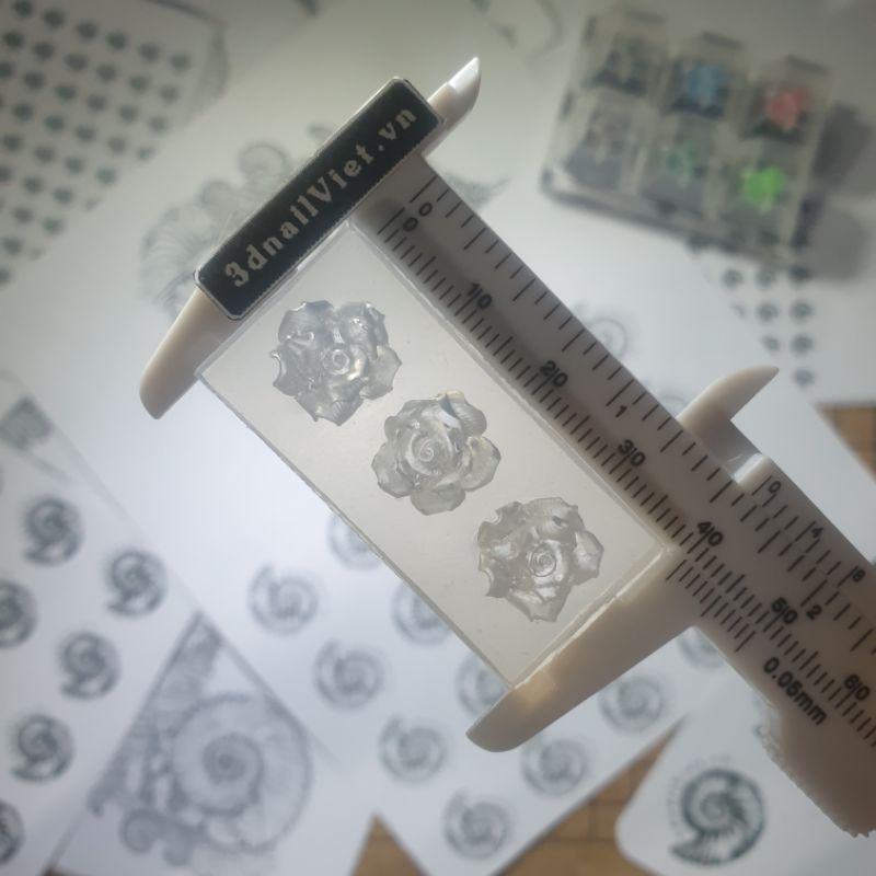 Khuôn charm "3d-nail " - Mẫu 3 Hoa hồng 4d