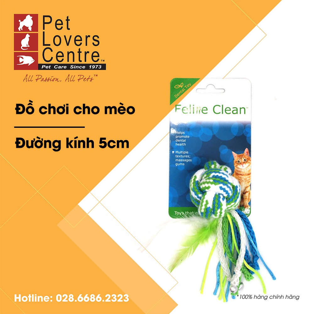 Đồ chơi cho mèo FELINE CLEAN  ROPE BALL WITH STREAMERS &amp; FEATHER (5cm)