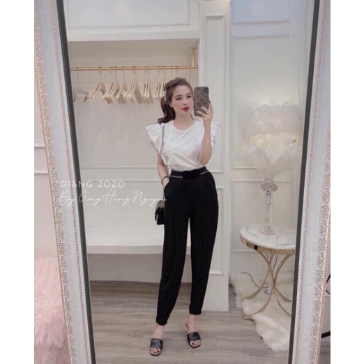 Quần dài baggy công sở,chất umi dáng bom ,cạp chun,lưng cao,vải co giãn,tôn dáng.