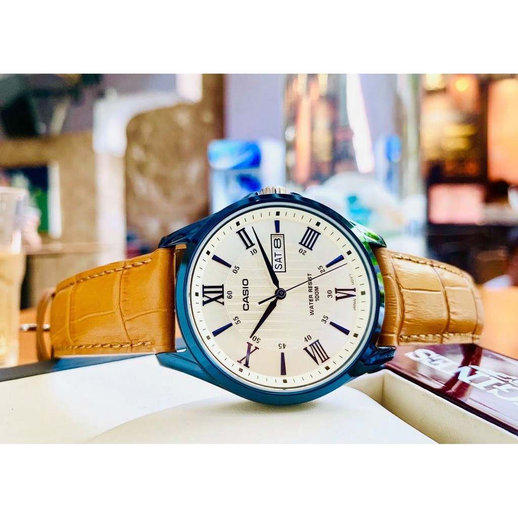 Đồng hồ nam Casio MTP-1384BUL-9AVDF - Máy Quartz Pin - Kính cứng - Dây da