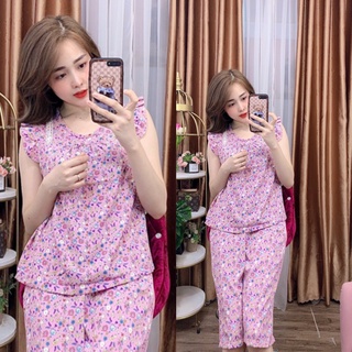 ĐỒ BỘ MẶC NHÀ - ĐỒ BỘ LỤA HỌA TIẾT HOA DỄ THƯƠNG - LUA24
