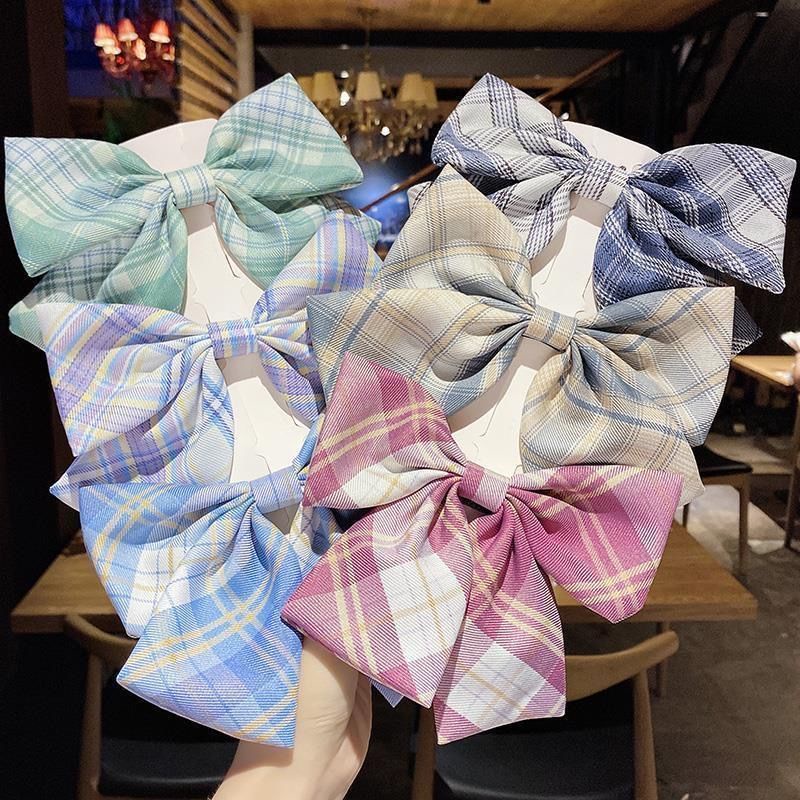 Kẹp Tóc Nơ Họa Tiết Kẻ Sọc Phong Cách Nhật Bản Xinh Xắn Cho Nữ