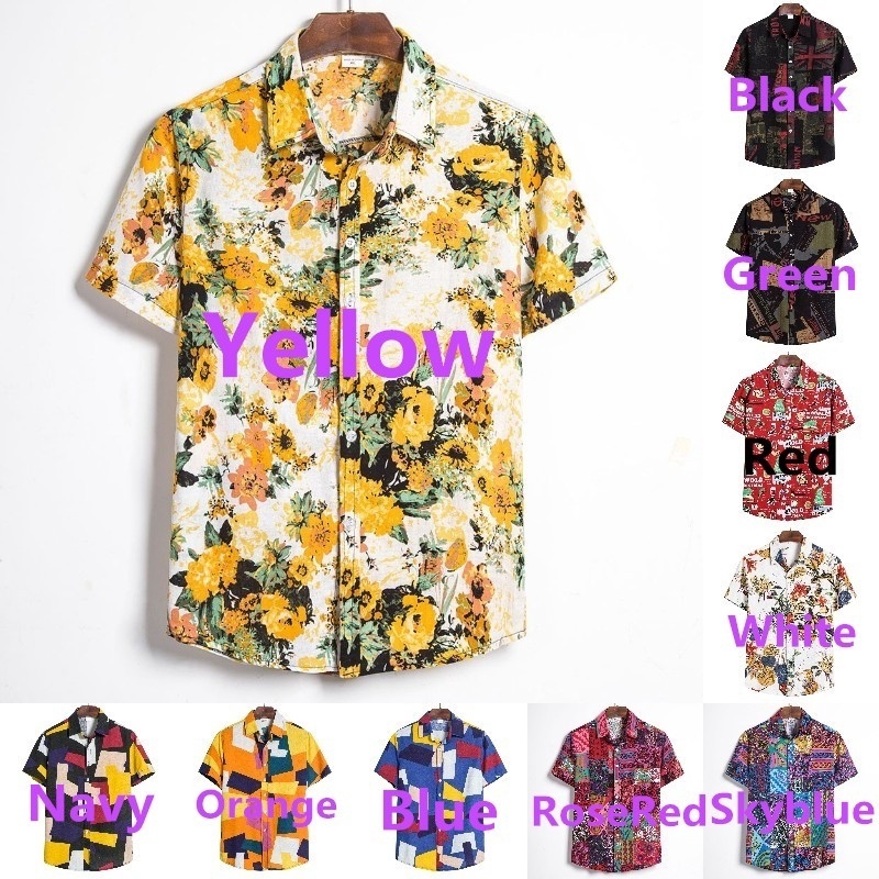 Men's plus size short-sleeved shirt fashion print British fan shirt22