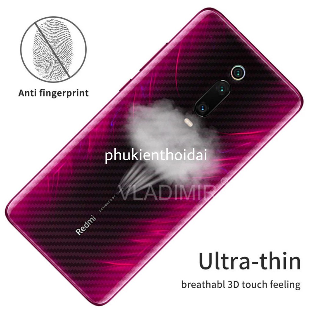 Dán lưng Carbon Redmi K20 / K20 Pro / K40 / K40 Pro / Poco F3 / K30 / K30 Pro tặng giấy lau