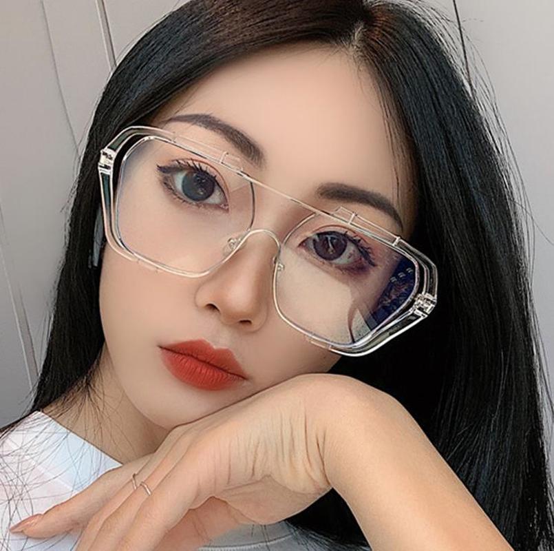 FANCY  Net Red Conjoined Large Frame Square Sunglasses Women Retro Ins Yellow Sunglasses Men Driving Anti Ultraviolet Tide