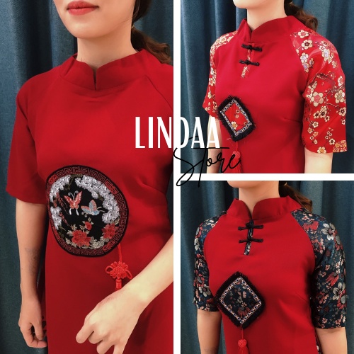 ĐẦM DỰ TIỆC GẤM ĐỎ TRUNG HOA CAO CẤP