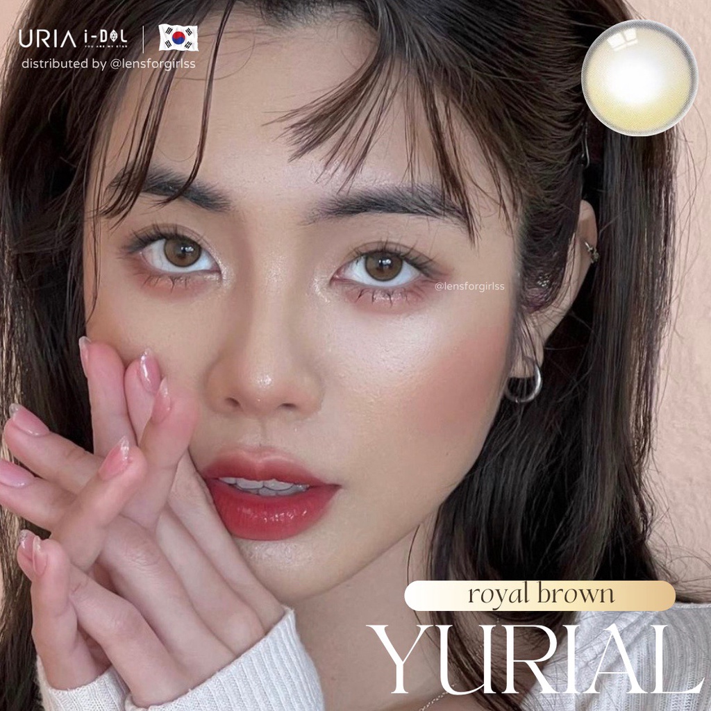 Kính áp tròng cao cấp hiệu ứng phủ bóng hot trend Yurial Royal Brown chính hãng IDOL LENS | HSD 8-12 tháng | Lens cận