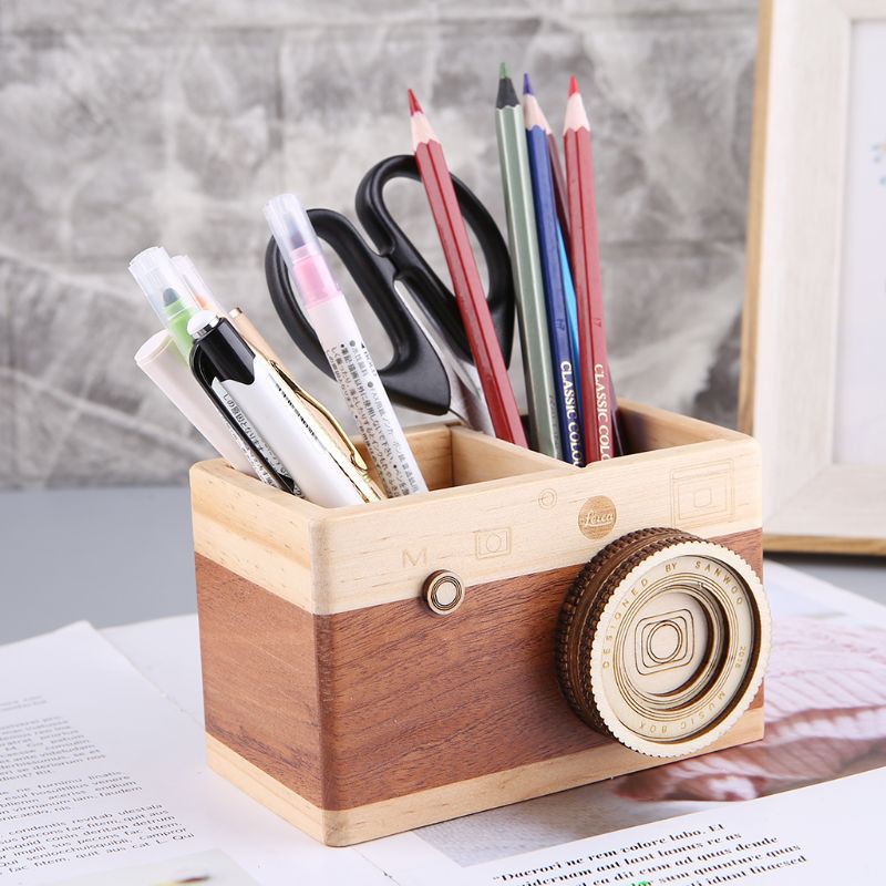 Hộp Đựng Bút Hình Máy Ảnh Bằng Gỗ Độc Đáo
