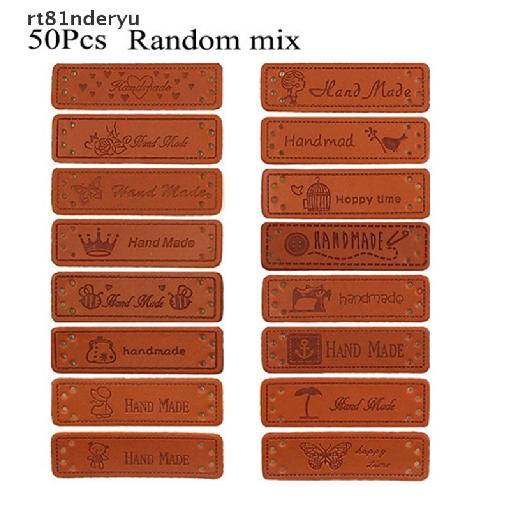 Set 50 Thẻ Nhãn Da PU Nâu Hình Trái Tim rt81nderyu Làm Đồ Thủ Công DIY