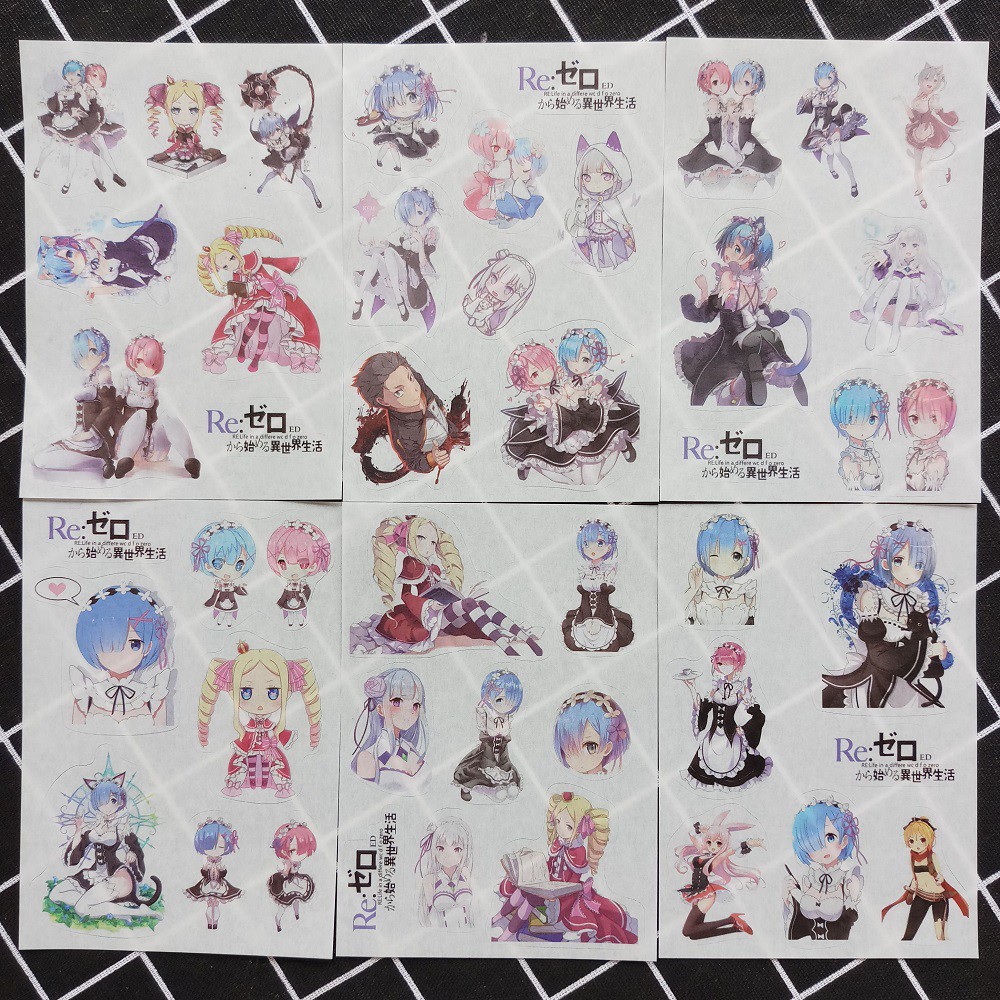 [Sticker] Hình Dán Anime Re:Zero (6 Tấm)