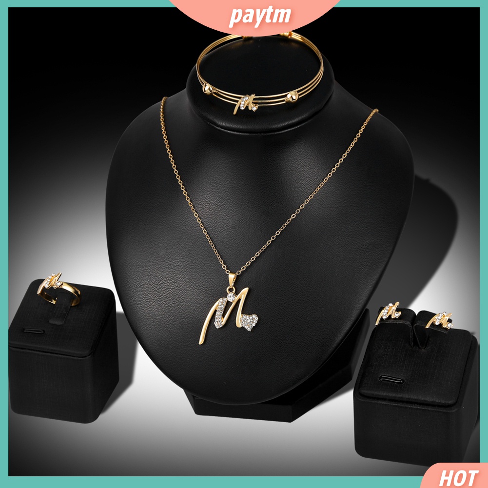 Bộ Trang Sức Mạ Vàng Hình Trái Tim Đính Đá Nhân Tạo Dành Cho Nữ