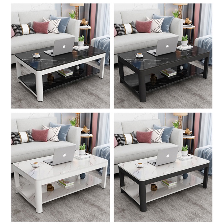 Bàn trà sofa phòng khách cao cấp 2 tầng mặt gỗ họa tiết vân đá maple đẹp sang trọng cho,bàn sofa phòng khách KT 100x50cm