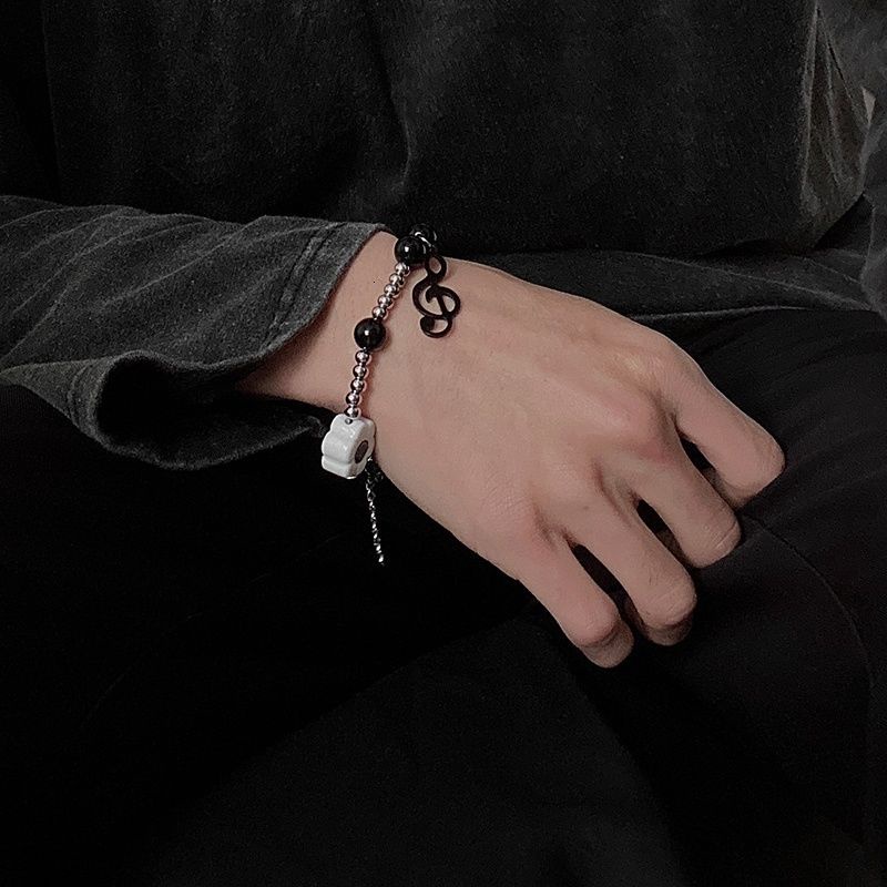 Vòng tay mặt hình nốt nhạc mặt cười phong cách hip hop Hàn Quốc cho nam và nữ