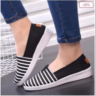 Giày slipon kẻ phối lưới siêu êm