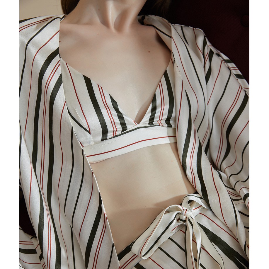 Bralette Lụa Họa Tiết Sọc Siêu Mềm Mới B179