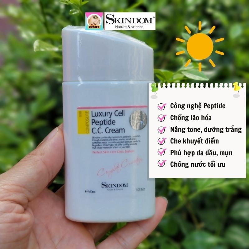 Kem chống nắng nâng tone che khuyết điểm Skindom Hàn Quốc - Luxury Cell Peptide CC Cream dành cho da dầu mụn 60g