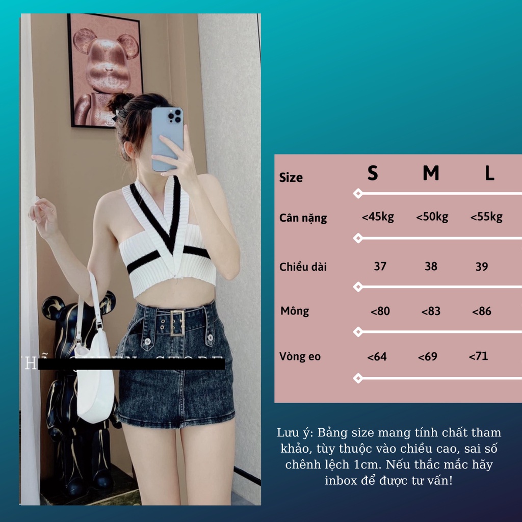 Quần Giả Váy denim Lưng Cao có đai Dáng Ôm -Thời Trang Hàn Quốc Quyến Rũ Cho Nữ - kameco