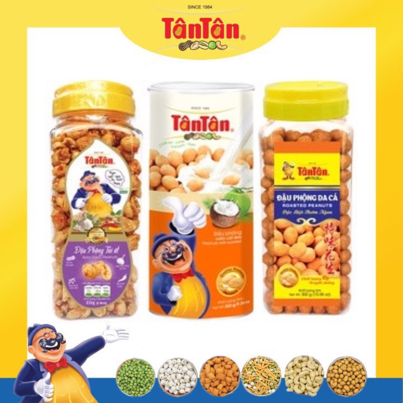 Combo Đậu Phộng Nước Cốt Dừa 265g – Đậu Phộng Tỏi Ớt 260g – Đậu Phộng Da Cá 300g Tân Tân