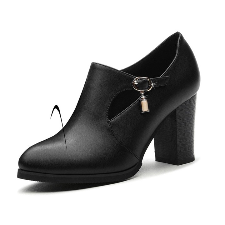 (Bảo hành 12 tháng) Giày Bốt nữ khoét hình bán nguyệt - Giày boot nữ da mềm gót cao 7cm - Linus LN1682 | BigBuy360 - bigbuy360.vn