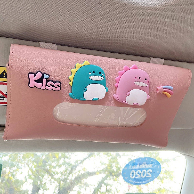 Car Tissue Box Sun Visor Hanging Female Cute Internet-Famous Decoration Car Tissue Bag Sets Front Row Car Tissue Box Auto department store supplies