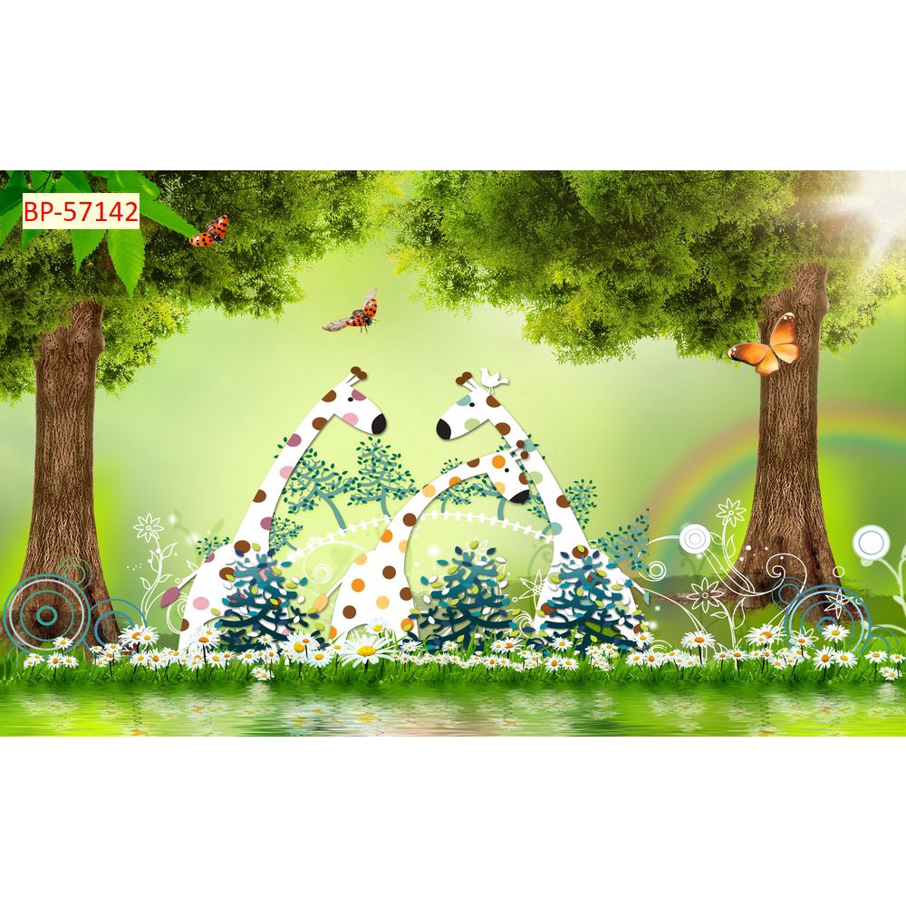 Tranh Dán Tường Phòng Trẻ Em MẦM NON Hoạt Hình Hiện Đại 3D