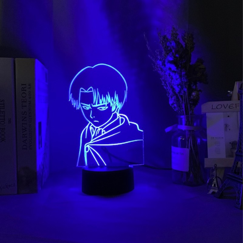 Attack on Titan Captain Levi Ackerman Figure Led Night Light for Kids Child Bedroom Decor Nightlight Colorful Table Lamp Gift