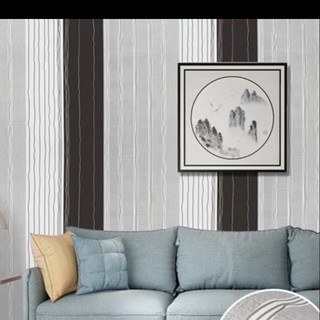 DECAL 1M PVC giấy dán tường khổ 45cm sọc xám trắng đen