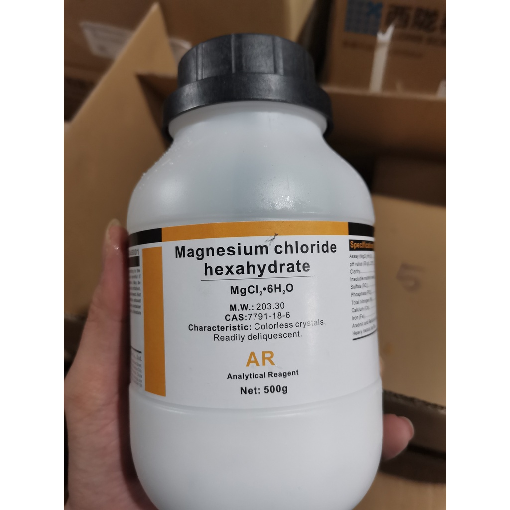 Magnesium chloride hexahydrate MgCl2.6H2O tinh khiết lọ 500g magie clorua