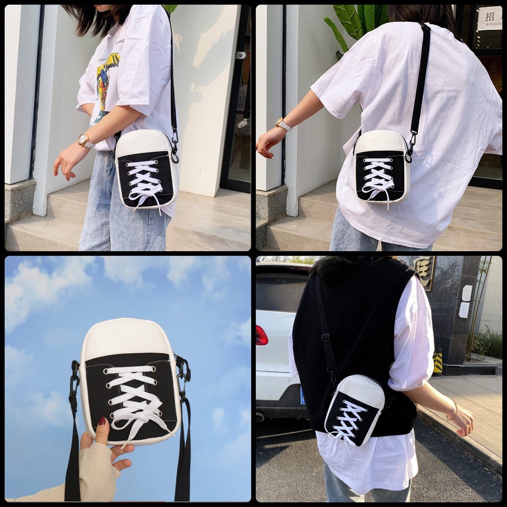Túi chéo canvas mini style dễ thương giá rẻ cho nữ chiếc giày đi chơi du lịch nổi bật