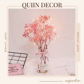 [Freeship] Lọ hoa khô để bàn❤️hoa baby khô bất tử kèm stiker và dây gai trang trí bàn học decor