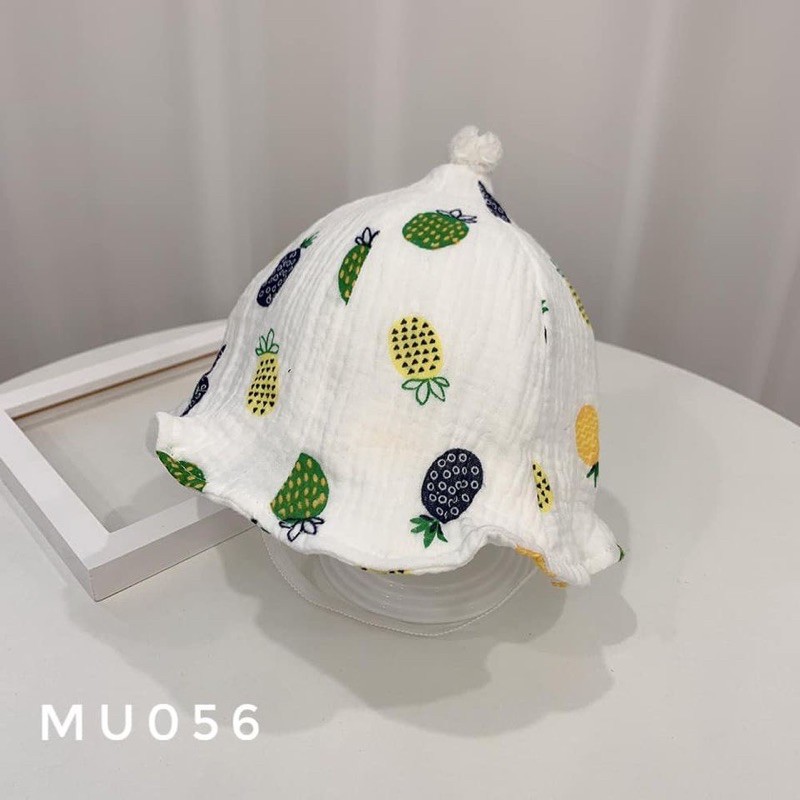 Mũ rộng vành hình quả dứa có dây MU056