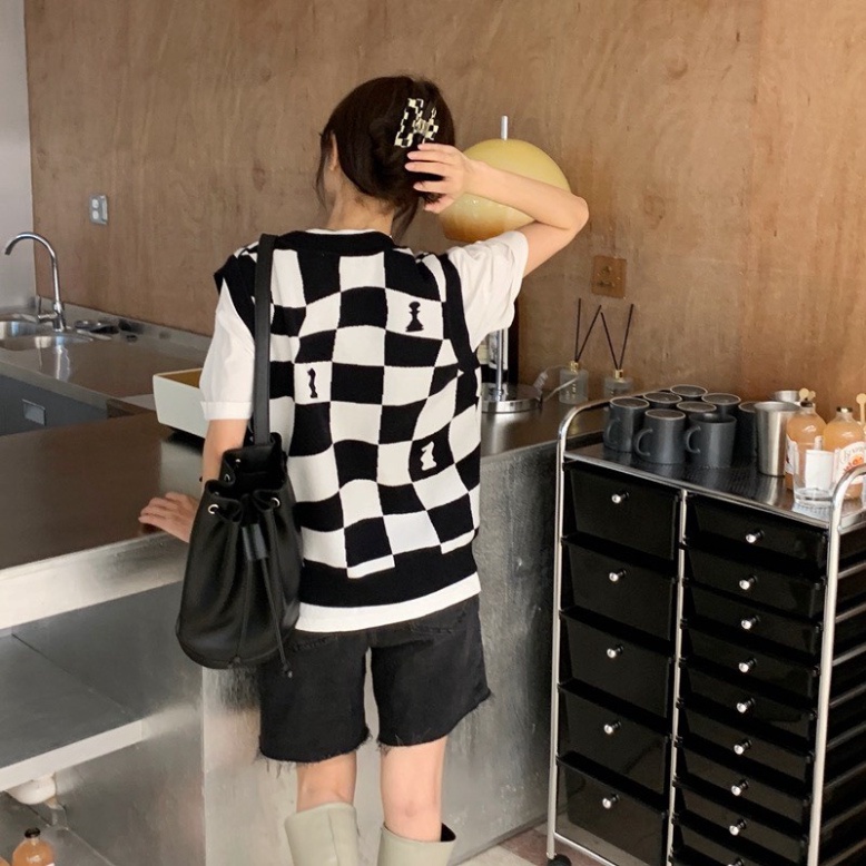 Gile Len Nữ GUMAX Ullzang, Áo Gile Len Caro Cổ Chữ V Hàng Quảng Châu Thời Trang Cao Cấp | BigBuy360 - bigbuy360.vn