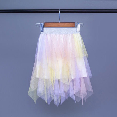 Chân váy lưới xoè nhiều tầng cạp chun phối màu cầu vồng cho bé gái (Cao 90-160cm, nặng 10-40kg) N00872