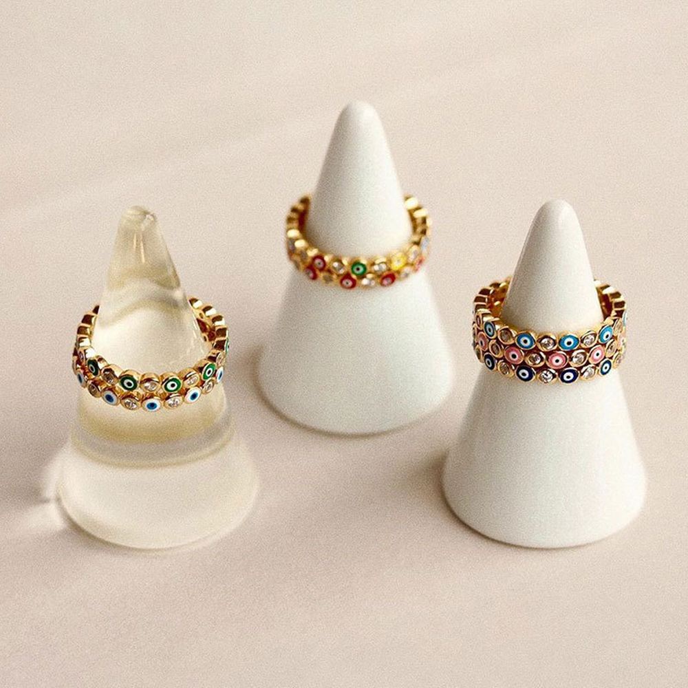 HARRIETT New Evil Eye Rings Vintage Dripping Oil Enamel Finger Rings Women Korean Sweet Temperament Zircon|Fashion Jewelry