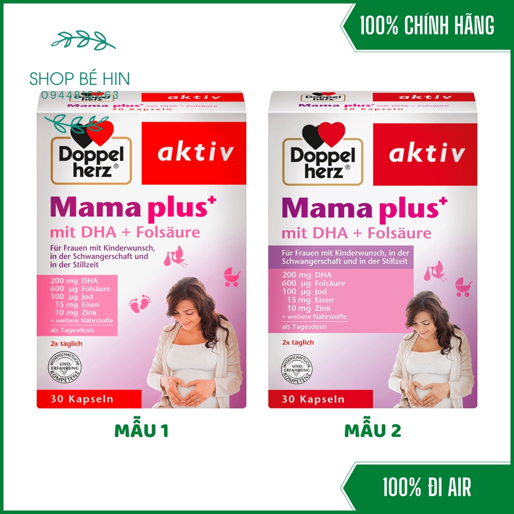 (BILL ĐỨC) VITAMIN BẦU DOPPELHERZ MAMA PLUS DHA 30 VIÊN, HÀNG CHÍNH HÃNG