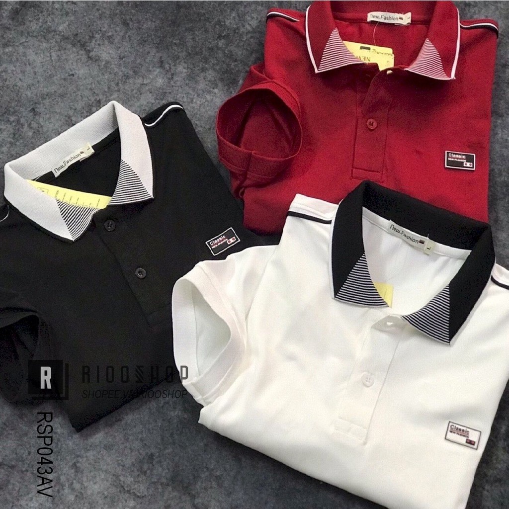 Áo phông nam có cổ cao cấp Men Classic đơn giản thanh lịch RSP043AV - áo thun nam form rộng Riooshop | BigBuy360 - bigbuy360.vn
